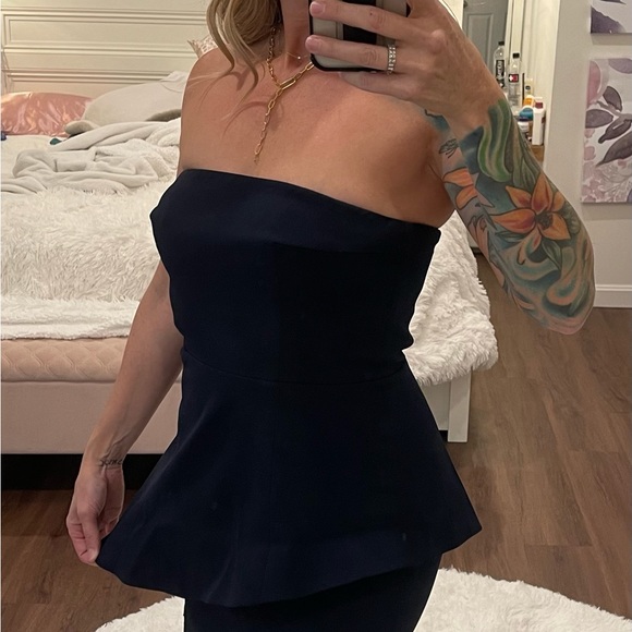 Jay Godfrey navy blue peplum strapless dress - Picture 5 of 5